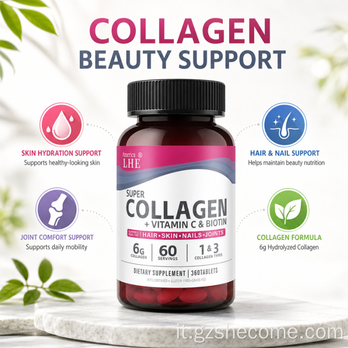 Shecome Super Collagen Tablets Supporto per pelle, capelli e unghie